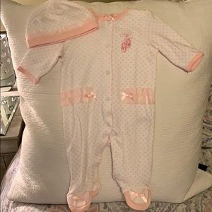 Newborn onesie with matching hat